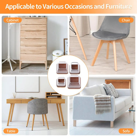 24 Pack Slick Clear Chair Leg Floor Protectors For Hardwood Floors Thickened Silicone Felt Caps with cabinet, chair, and table furniture.