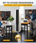 Adjustable 28-47 Inch Workbench Legs With Power Strip And Built Tough Heavy-Duty Metal Table Frame used in office setup