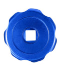 Round Wheel Handle 2 Pack For Faucet Knobs And Handwheels, Aluminum Alloy Blue Replacement Knob, top view with square broach