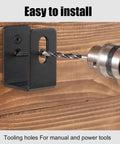 Heavy Duty U Shaped Door Barricade Bracket For 2x4 Openings being installed with a power drill on wood surface