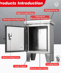 Floor Standing Electrical Box Enclosure For Outdoor All Weather Safety Junction Box, Waterproof Dustproof Cable Power Case With Hinges And Sealing Strip, 304 Stainless Steel, 32 x 24 x 12 Inches, Wall Or Floor Mount, open door view