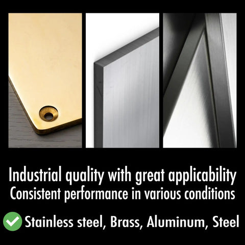Close-up of metal sheet corners in stainless steel, brass, and aluminum showcasing industrial quality and applicability.