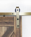 Brass Sliding Barn Door Hardware Kit In Brushed Gold Finish Heavy Duty Carbon Steel Track System with roller and stopper