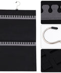 Double Sided Felt Hanging Jewelry Organizer Bag Built To Carry All Your Necklaces And Rings Slick Travel Case with hook and felt texture.