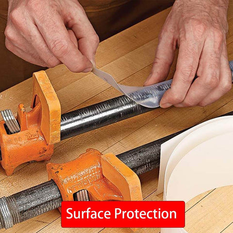 Applying UHMW Polyethylene Tape For Surface Protection And Squeak Reduction to metal pipe clamp for low friction and abrasion resistance