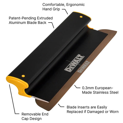 Pro Grade 16 Inch Drywall Skimming Blade With Extruded Aluminum Back And European Stainless Steel Blades High Impact End Caps