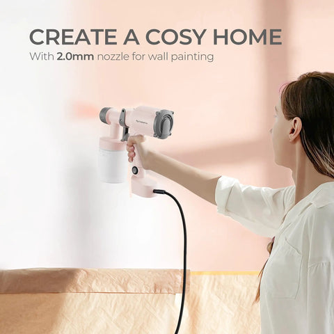 Ultra Light Paint Sprayer Gun For Indoor And Outdoor Work Featuring Sweet Pink Body with 2mm nozzle for wall painting.