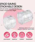 Stackable Clear Cosmetic Jars With Screw Caps Bulk Pack For Craft Supplies Buttons Beads Coins showcasing two jars with a space-saving design.