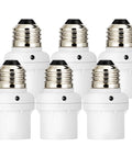 Automatic Dusk To Dawn Light Socket With Sensor, E26 E27 Lamp Socket For Fixtures, No Manual Switch Needed, White, 6 Pack