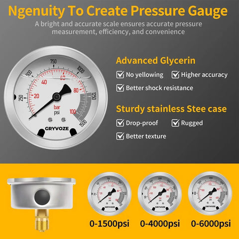 Hydraulic Nitrogen Accumulator Charging Kit With Three Pressure Gauges, Six Couplings And One Gas Hose For Hydraulic Systems