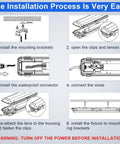 Installation guide for Vapor Tight LED Shop Light Four Foot All In One 40/50/60W Selectable, 3 CCT 3000K-5000K.