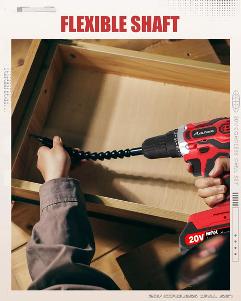 Person using 20V Max Cordless Drill Kit With Battery And Charger, Variable Speed 19-Position Clutch, 3/8-Inch Keyless Chuck
