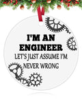 Engineer Themed Ceramic Ornament Gift For Men And Women Inspirational Christmas Ornament For Engineers with gear design
