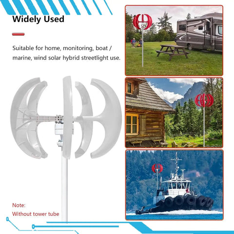 Vertical Axis Wind Turbine Kit With Five Blades, 16000W Peak Output, 12V/24V/48V Systems, Home Hybrid Power And Streetlight Use