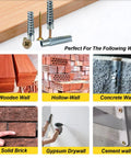 60 Pack Hollow Wall Anchors With Screws For Concrete And Drywall Heavy Duty Steel Expansion Bolts Zinc Plated displayed by walls