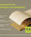 Layered view of Birch Wood Veneer Edge Banding Tape Three Quarter Inch By Fifty Feet Roll With Pre Glued Iron On Adhesive Hot Melt Bond