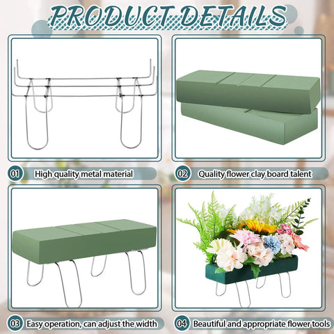 Product details of 2 Pack Headstone Flower Saddles With Foam 12 x 11 Inch Galvanized Grave Saddles For Cemetery Floral Displays