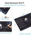 ESD rubber mat kit for electronics repair, 36x24 inch, heat resistant, grounding features, antistatic, soldering workspace.