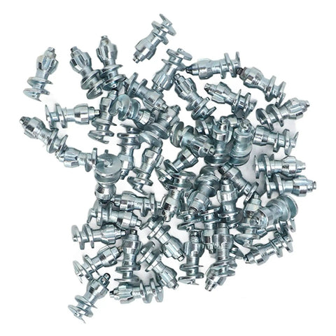 Heavy Duty 50 Pack Tire Spikes Built Tough With Tungsten Steel Tips, showing numerous tungsten-tipped studs for winter traction.