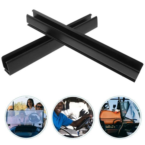 Two Pack Golf Cart Windshield Trim Clips Durable Plastic Mounting Accessories for Easy Windshield Installation and Replacement on Golf Carts Secure Hold in All Weather, shown in black, suitable for various golf carts