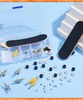 Six Sets DIY Fingerboard Kit with 24 Wheels 12 Brackets 54 Screws 30 Nuts and 6 Screwdrivers for 96mm Mini Finger Skateboard Build