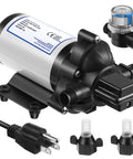 Self Priming 115V Water Pump 4 GPM 45 PSI Diaphragm Booster with fittings, strainer, filter, and power plug