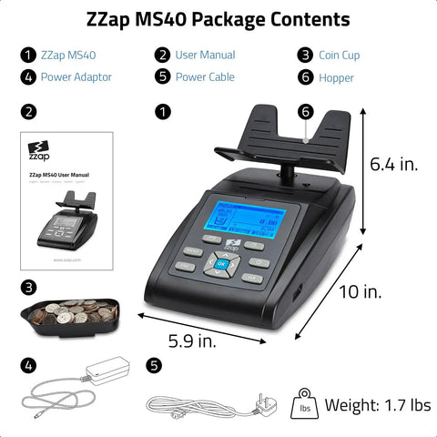MS40 Bill And Coin Counting Scale For Fast Cash Drawer Counts And Currency Weighing Machine with accessories