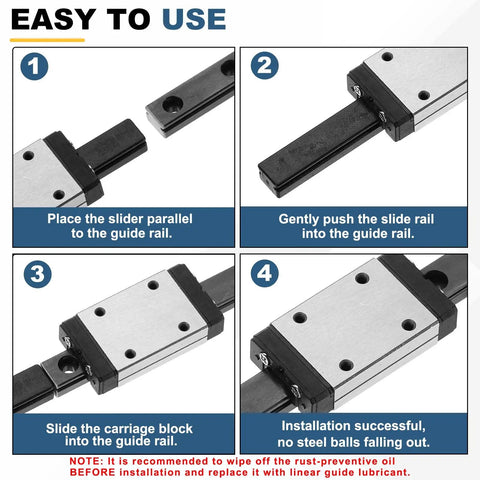 Assembly steps for 50mm Linear Sliding Rail Guide With MGN7H Carriage Block For Mini CNC Engraving Machines And 3D Printers