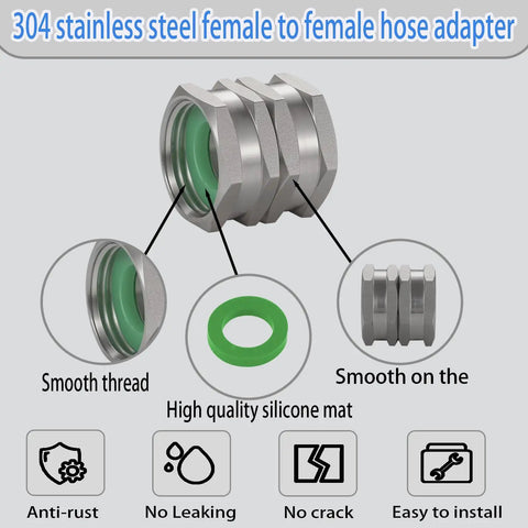 Stainless Steel 304 Female To Female Garden Hose Adapter Three Quarter Inch GHT Quick Swivel Connector for garden hoses