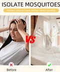 Comparison of mosquito exposure with and without 4 Corner Mosquito Net Bed Canopy With 1 Or 4 Openings For Camping, Travel Or Home Use