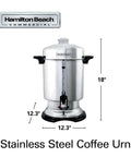 Commercial Coffee Urn And Hot Beverage Dispenser For 60 Cup Capacity Polished Stainless Steel Exterior One Hand Dispensing