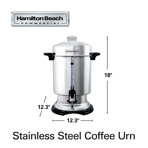 Commercial Coffee Urn And Hot Beverage Dispenser For 60 Cup Capacity Polished Stainless Steel Exterior One Hand Dispensing