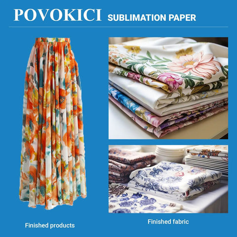 Fast Dry Dye Sublimation Paper Roll 95gsm 24x164ft For Heat Transfer Printing On F570 Printers, finished skirt and fabric details