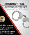 Stainless Steel Handcuffs For Law Enforcement Heavy Duty Professional Grade With Forged Steel Bows Bead Blasted Finish