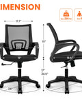 Dimensions of Ergonomic Mesh Office Chair With Lumbar Support, Cushioned Seat, Adjustable Height, Swivel Rolling Wheels