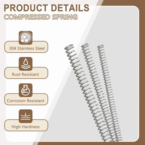 Heavy Duty 304 Stainless Steel Long Compression Extension Spring With 0.5mm Wire And 5mm Outer Diameter showing rust and corrosion resistant features.