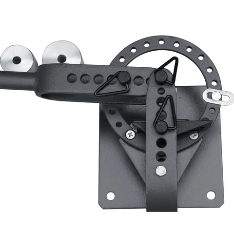 Top view of Compact Bench Top Metal Bender With 7 Dies, Manual Flat Bar Bender, Pro Grade Heavy Duty Machine, YP-9