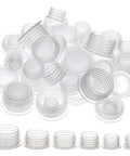 60 Pcs Salt And Pepper Stoppers Plugs Set In Six Sizes 10mm 13mm 15mm 18mm 20mm 23mm Plastic Reusable Round End Caps For Salt Shakers Bottles And Kitchen Containers, displayed in clear plastic.