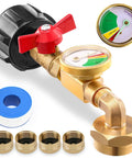 Upgraded Propane Refill Adapter With Valve And Gauge, Solid Brass QCC1 Refill Elbow, gauge, valve, and fittings for stoves and grills