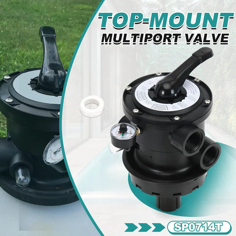 Top Mount Multiport Valve Replacement SP0714T For One And One Half Inch Sand Filter Systems Seven Position Control Valve