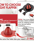 Diagram showing 2-inch flapper from Toilet Flush Valve Replacement Kit With Height Adjustable Fill Valve And No-Fuss Threaded Flow Control Knob.