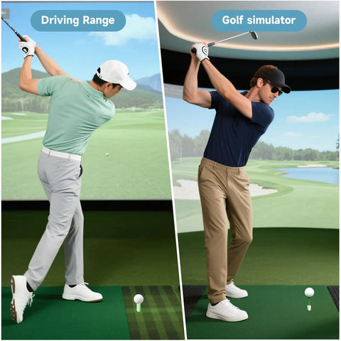 Rubber Golf Tees Set With Six Colors And Six Sizes For Indoor And Outdoor Practice in use at driving range and golf simulator