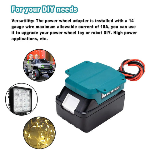Beefy Battery Adapter Wheel For 18V LXT Li Ion Packs With 14 Gauge Wire Connector Compatible With BL1850B BL1860B