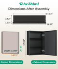 Sleek Black Recessed Medicine Cabinet With Mirror Premium Beveled Aluminum Frame 14 By 18 Inches dimensions diagram showing height and width.