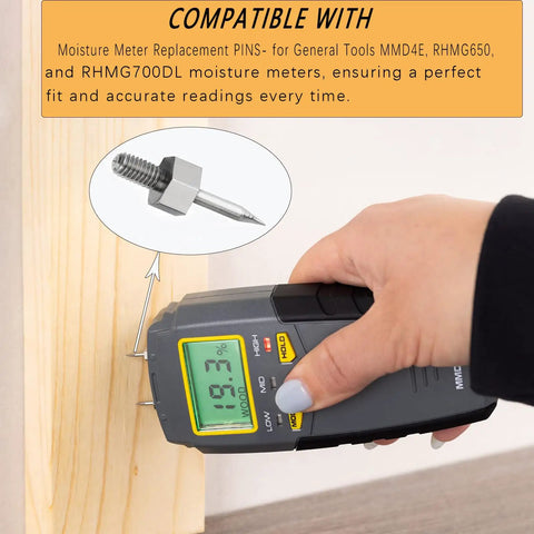 Moisture Meter Replacement Pins For MMD4E And RHMG650 RHMG700DL, 4 Pack Stainless Steel Probes on pin-style meter