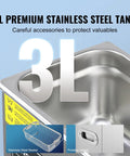 3L stainless steel ultrasonic cleaning tank with wire basket and portable handle