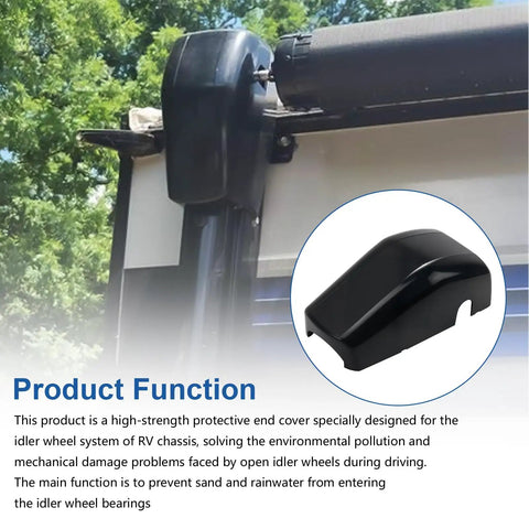 RV Awning End Cap Cover Replacement 643923 Compatible With Lippert Solera Awnings Front Idler And Motor Cover Black Installed