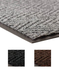 Close-up of Chevron Entrance Mat For Home Or Office 3x6 Gray Heavy-Duty Scrape Mat with High-Low Pattern and non-slip backing.
