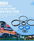 Universal Fit 4.0 Inch Bore By 1.75 Inch Rod Hydraulic Log Splitter Cylinder Rebuild Seal Kit 11 Piece Easy DIY Seal Replacement