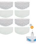 Eight BonusLife steam mop pads for Bissell PowerFresh 1940/1806; white microfiber and zigzag-patterned replacement pads